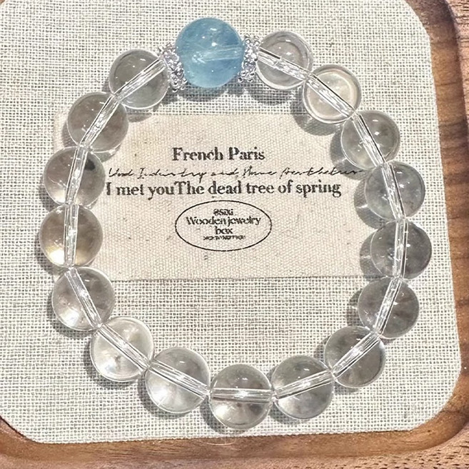 이레오몰 백수정 아쿠아마린 원석 팔찌 3월 탄생석 L-0026