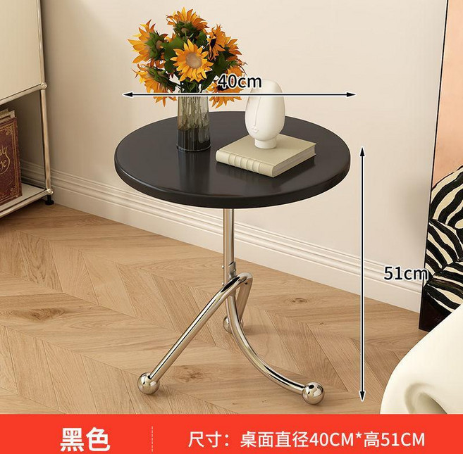 不鏽鋼圓桌 桌面直徑40CM*高51CM, 墨黑色,51cm高