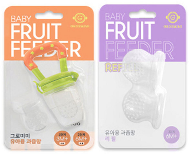 그로미미 유아용과즙망2p(1단계+2단계)-2개/스위트 과즙듀오팩, 1개, 그린1개 리필2개입1개