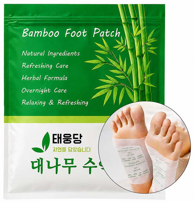 오늘출발 대나무 발패치 발바닥 힐링 목초수액 시트 패치 풋패치 대용량, 1세트, 100매입