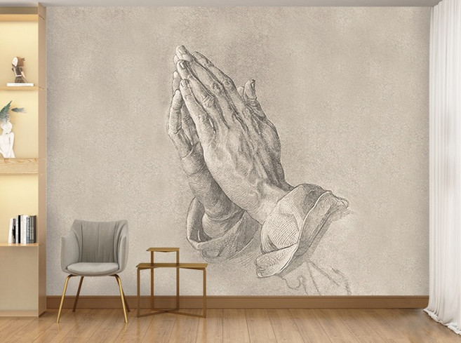 성화 벽지 (뒤러) 기도하는 손-07P084 3폭(주문 제작도 가능), 실크 3120X2400mm