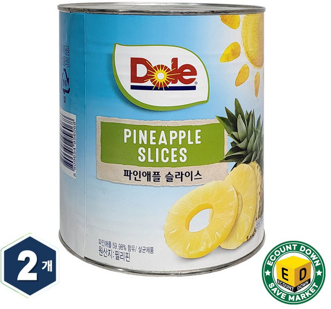 돌 파인애플 슬라이스, 3.062kg, 2개