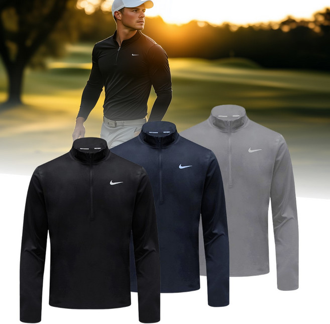나이키 남자 골프티셔츠 반집업 러닝 긴팔티 간절기 드라이핏 상의 CPL1835241030 슈즈포켓백 구성