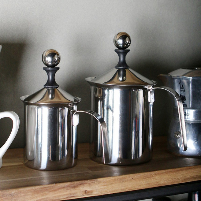 스텐 이중망 우유거품기 수동 라떼 만들기 2종, 우유거품기L, 1개