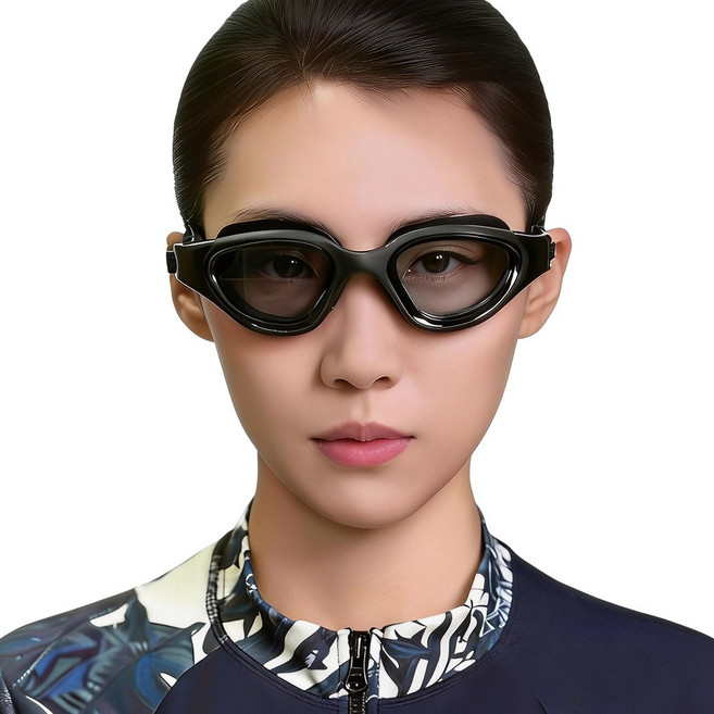 SERMER 와이드 김서림 방지 자외선 차단 수경 고글 물안경 보관케이스 포함, 1개, 블랙