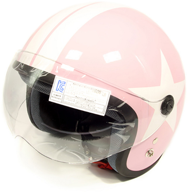 한미 베이비젯 킥보드 오토바이 헬멧, 화이트별(핑크)