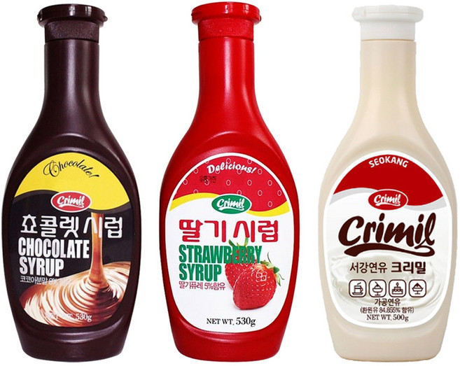 서강 초코시럽 530g + 딸기시럽 530g + 연유 500g, 3개
