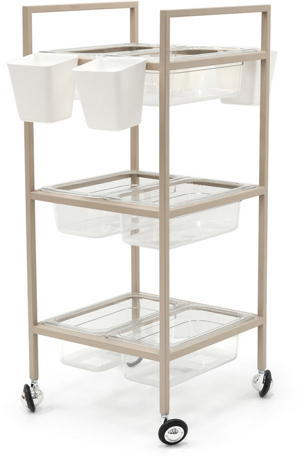 3단 웨곤 플러스 T-3002 미용실 시술 트레이 카트 정리대 완제품 롯드정리, T-3002(베이지)