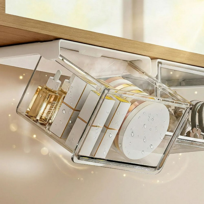 부착식 슬라이딩 히든 서랍 무타공 수납함, 1개, 혼합색상