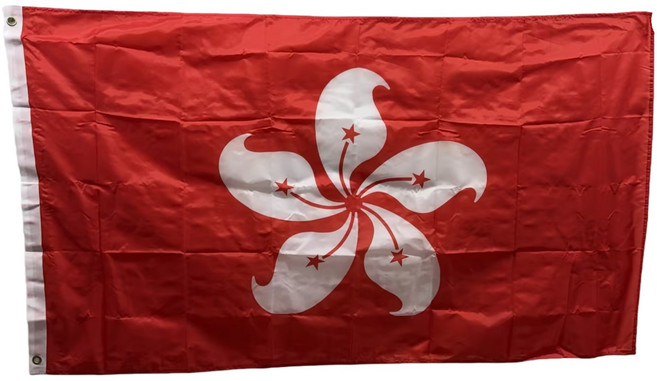 홍콩 폴리에스터깃발 Hong Kong flag 90x150cm 구리고리 이중스티치, 1개, RED+WHITE