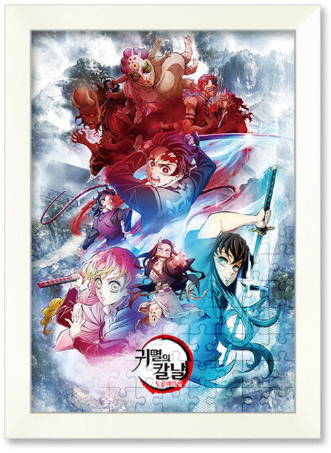 귀멸의 칼날 3기 도공 마을편 상 직소 퍼즐 액자 세트 500피스 귀칼 애니메이션 캐릭터, 1개, 매트 앤틱