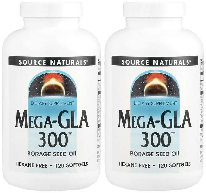 소스내추럴스 Mega GLA 감마리놀렌산 메가 오메가6 보리지오일 300mg 120정 2병, 2개 - 쿠팡