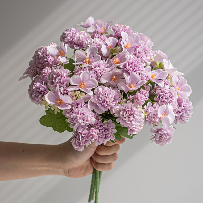 화예원 생화같은 미니 카네이션 성묘 조화 꽃다발 셀프웨딩부케, 4개, 퍼플