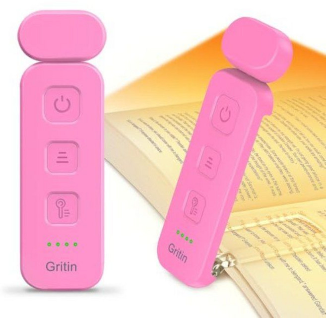 Gritin 독서등 클립형 각도조절 램프 북라이트 3색 5단밝기 충전식 소형 해외직구, Rose, 3박스