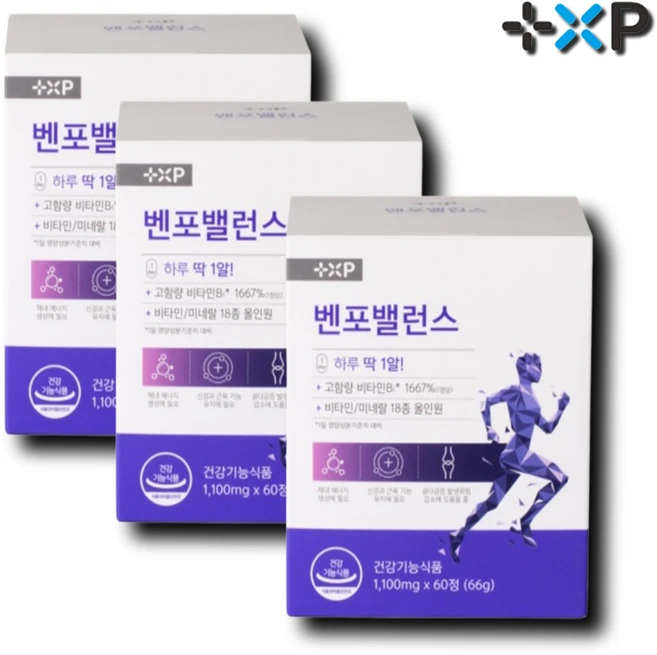 벤포밸런스 활력 비타민 B군 고함량 하루 1알, 2박스, 60정 - 쿠팡