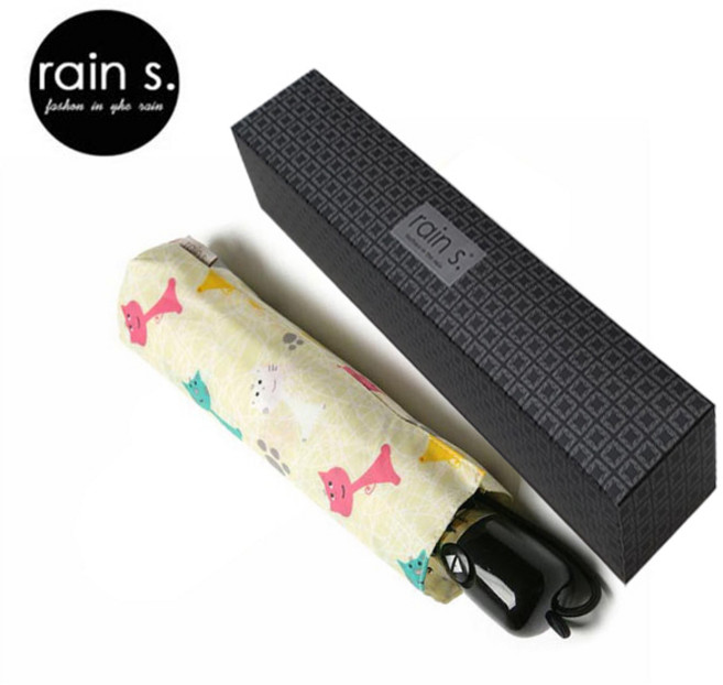 비원스토어 rain s. 레인스 고급패션우산 3단자동 양산겸용 UV차단 미오캣츠 (고급케이스 포함)