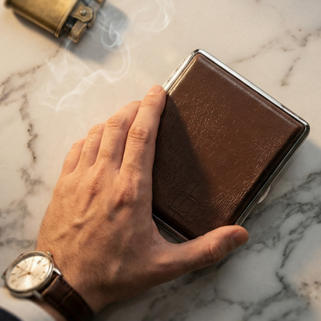 일리프 구김방지 일반형 하드 담배 케이스, 1개, 빈티지 브라운
