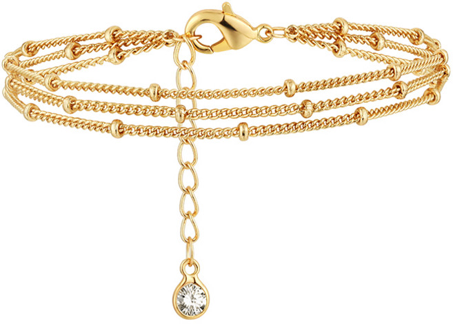 FETTERO 14k 도금 여성 골드 세단 볼 심플 데일리 팔찌