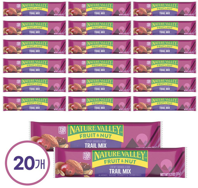 네이처밸리 트레일믹스 과일견과 그래놀라바 영양 간식, 35g, 20세트