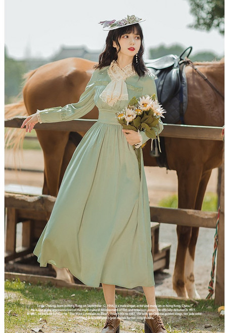 개화기의상 레이스 빈티지 경성 넥리본 복고풍 중세 원피스