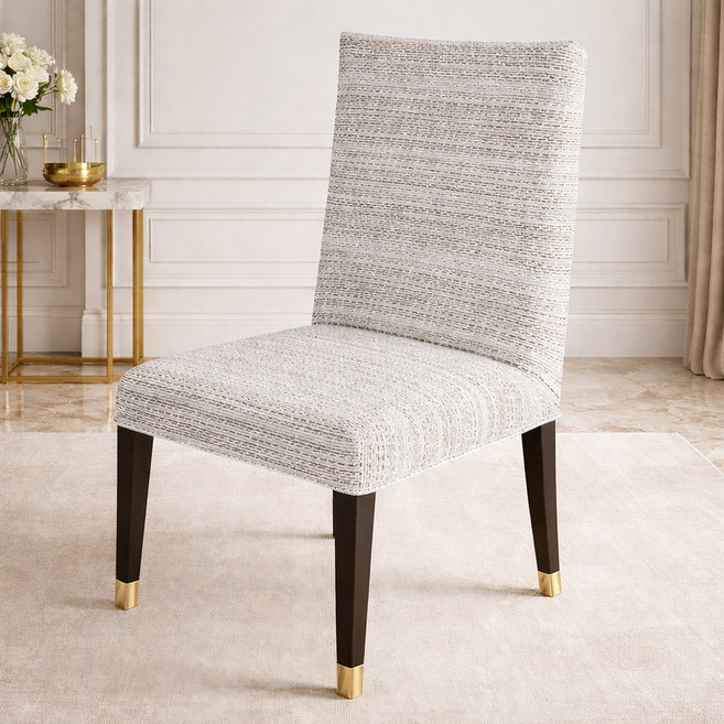 윈디엘 식탁의자 등받이 좌판 커버 일체형 패브릭 커버, 그레이, 1개