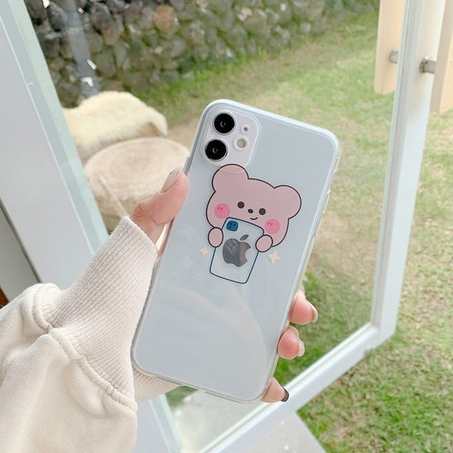 귀여운 곰돌이 로고 커플 케이스