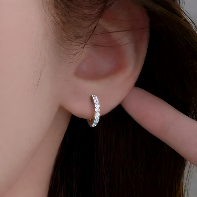 코코쉬 925실버 스와로브스키 원터치 미니 링 귀걸이 한쌍 (2개)