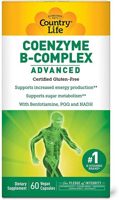 코엔자임 B-복합체 어드밴스드 Country Life 베지 캡슐, 코엔자임 비타민 B-컴플렉스 어드밴스드  60 베지캡슐, 1개, 60정 - 쿠팡