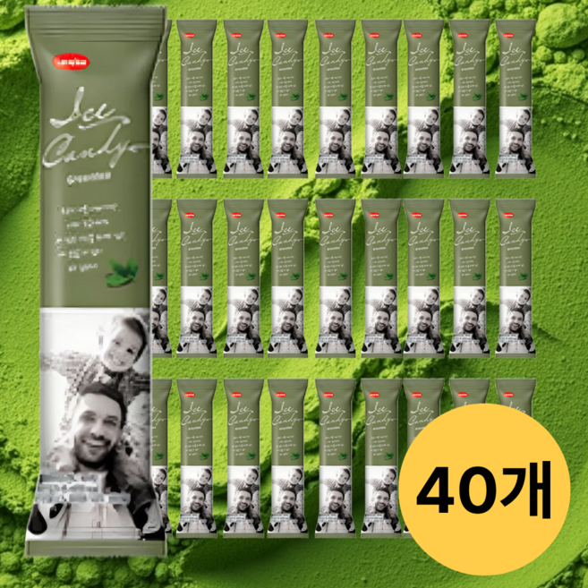라벨리 캔디바 녹차 녹차맛 아이스크림 바아이스크림, 40개, 65ml