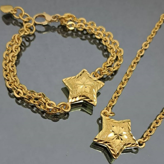 순금목걸이팔찌세트 총 24k 75g(10+10) 별