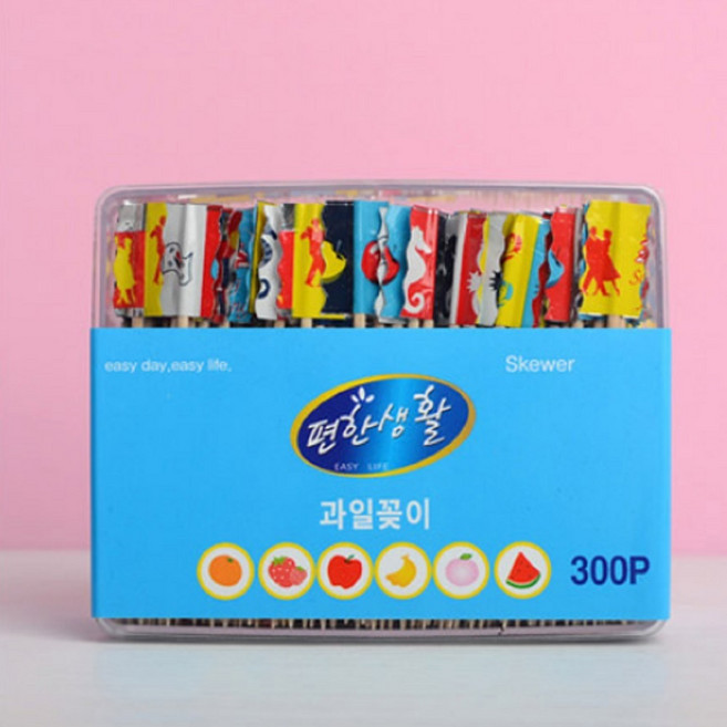 소풍 자작나무 과일꽂이 과일포크 포크 꼬지 이쑤시개 과일픽 티포크 300개입, 1개