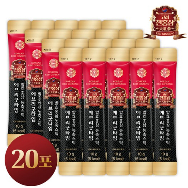 [고려천홍삼] 에브리굿타임 발효홍삼 농축스틱 20포, 없음, 2개, 100g