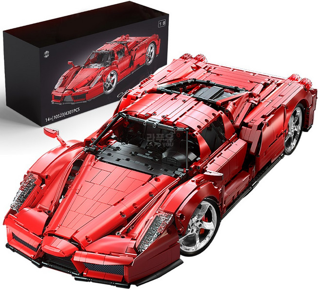 라푸유 엔초 페라리 MOC블록 성인용블록놀이 테크닉자동차 중국호환블록 집콕놀이 MOC블록카 4301피스 1:8스케일 완성품길이57센치 ENZO블록카세트 [라푸유 서비스], 오리지널, 1개