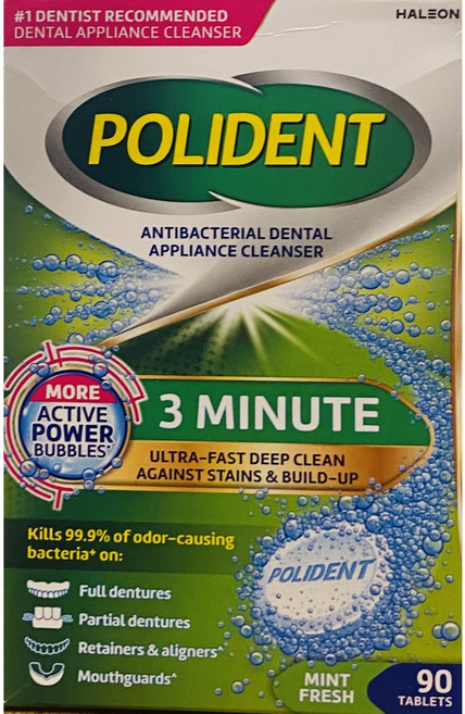 미국 폴리덴트 틀니세정제 퀵 3분케어 POLIDENT QUICK 빠른세정제 90, 1개, 1개