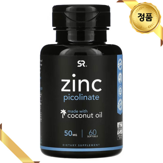 Sports Research Zinc Picolinate 스포츠 리서치 아연 피콜리네이트 50mg 60소프트젤, 1개, 기본, 60정