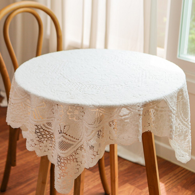 [꾸민뜰] 보니타 레이스 덮개 테이블보, 90*90, 1개, _아이보리