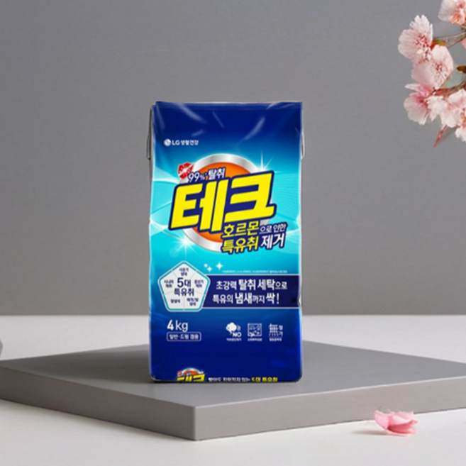 테크 호르몬으로 인한 특유취 제거 분말세제 리필 4kg 2개 sn, 1개