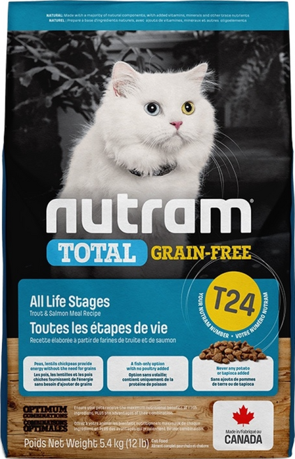 紐頓 Nutram T24 無穀全能貓飼料 鮭魚+鱒魚 1.13kg-5.4kg, 1個, 5.4kg