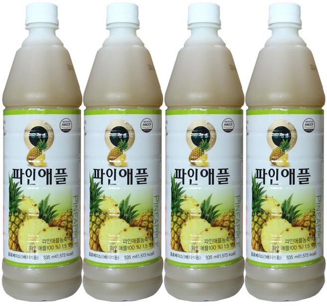 청솔 파인애플 음료, 4개, 835ml