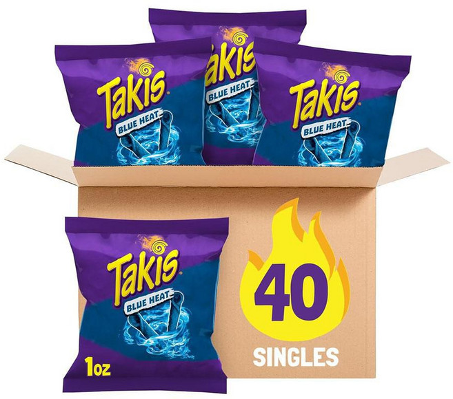 [미국 내수용]타키스 블루 히트 또띠아 칩스 280.7g Takis Rolled Blue Heat Tortilla Chips - 9.9oz, 40개, 28.3g