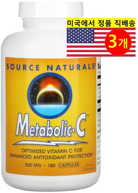 소스네츄럴스 메타볼릭 C 500mg 180 정, 180정, 3팩 - 쿠팡