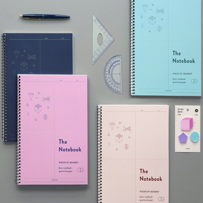 심플한 4분할 수학노트 4컬러 60매 스프링 모눈 오답노트 수학노트2분할, Cream Almond, 택 1, 1개