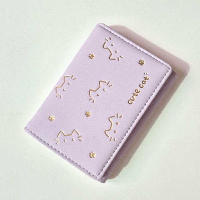 슈퍼세이브 귀여운 고양이라인 학생 여성반지갑 카드 지폐