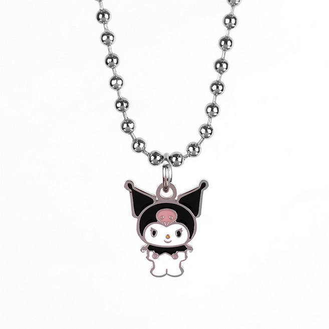 MX KIDS 써지컬스틸 미아방지 목걸이 225K 프렌즈 유아동 키즈 체인 이름 각인 어린이, 1개, E-까만모자