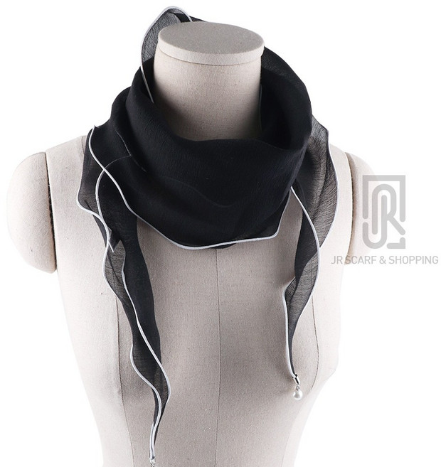 여성 진주 바이어스 라인 얇은 텐셀 여름 스카프