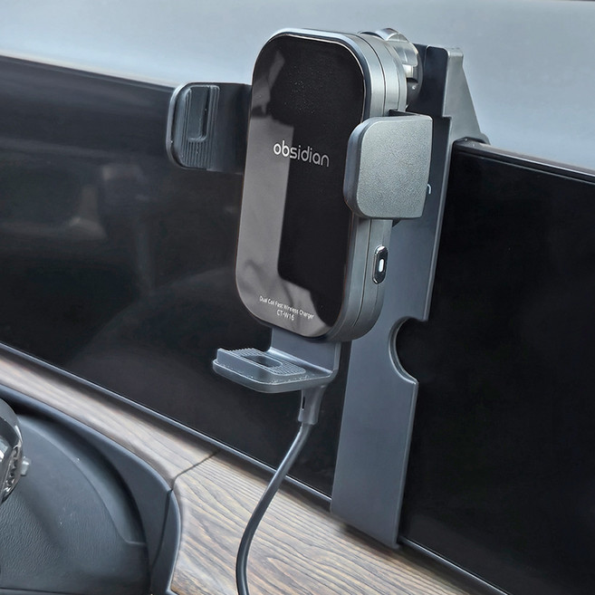 신형 싼타페 MX5 전용 핸드폰 고속 무선충전거치대 갤럭시 아이폰 Z플립 Z폴드, 1개, 블랙