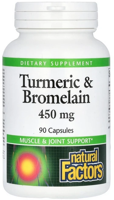 내추럴팩터스 Factors 강황 커큐민 튜메릭 브로멜라인 450mg 90캡슐, 90정, 1개 - 쿠팡