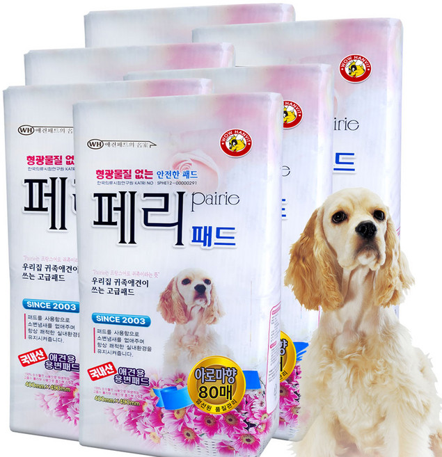 와우한빛 강아지 페리 배변패드 아로마향 50매, 80개입, 6개