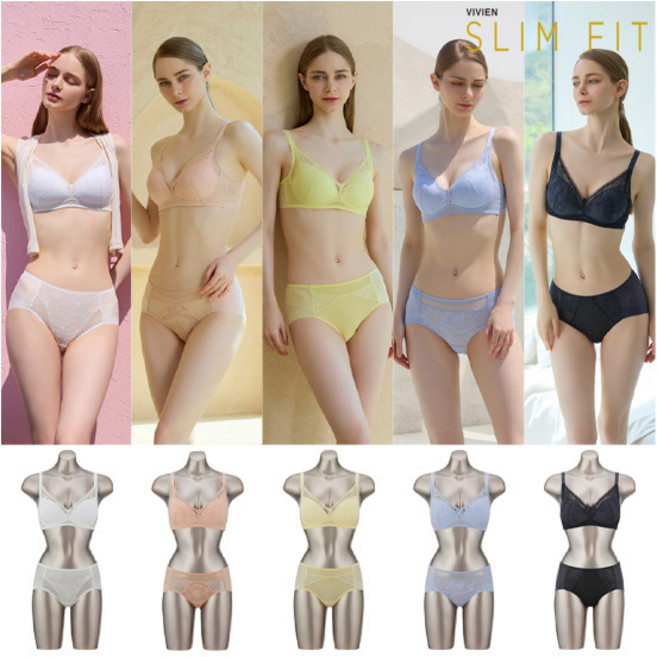 [비비안 슬림핏] 비비안 SLIMFIT 쿨-레이스 브라팬티 5세트