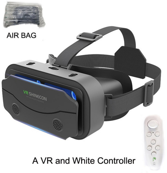 가상현실 vr SHINECON-3D 헬멧 VR 안경 3D 가상 현실 헤드셋 구글 판지 5-7 모바일 오리지널 박스 포함, 1개, 07 VR WHITE  AIR BAG